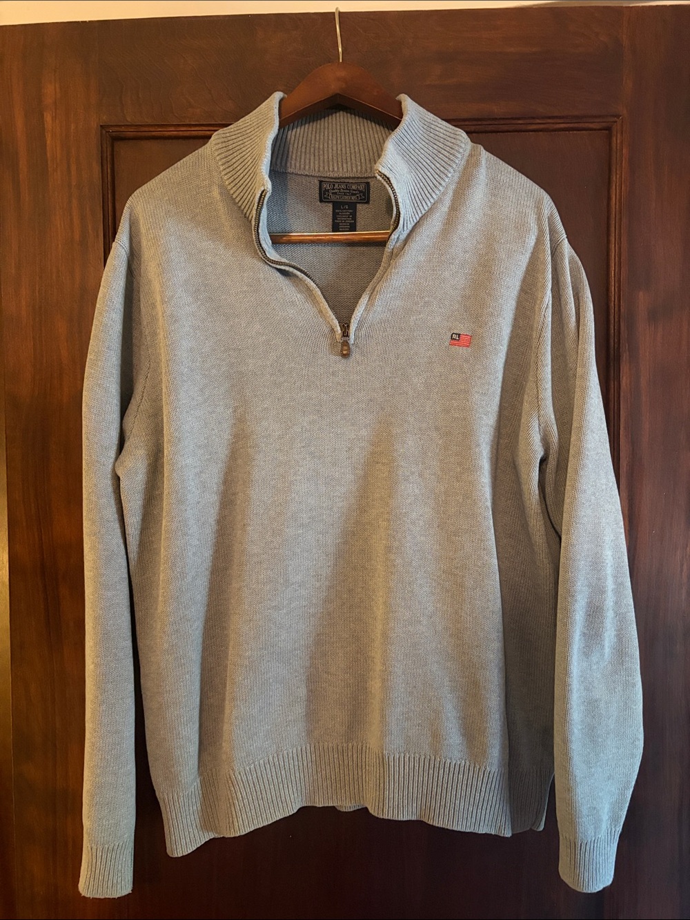 Polo Jeans Company Men’s Light Gray Half-Zip Sweater